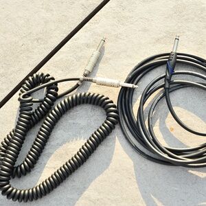 1-2pcs 1/4 in Guitar Music Audio Cable Jack Coiled Or Straight Black